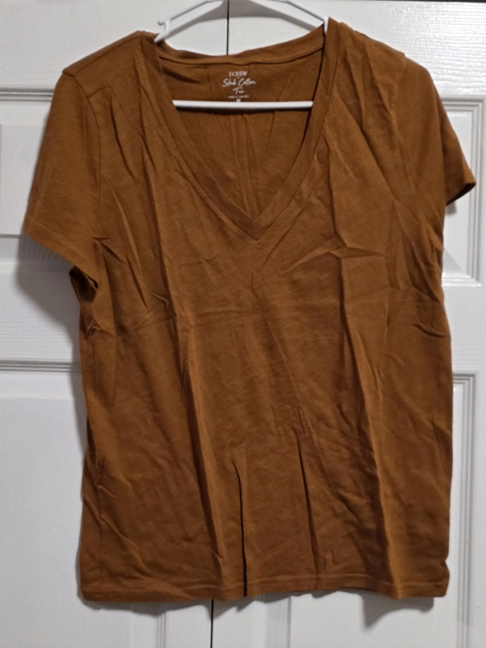 J. Crew Women's V-Neck Short Sleeve Top in Rust